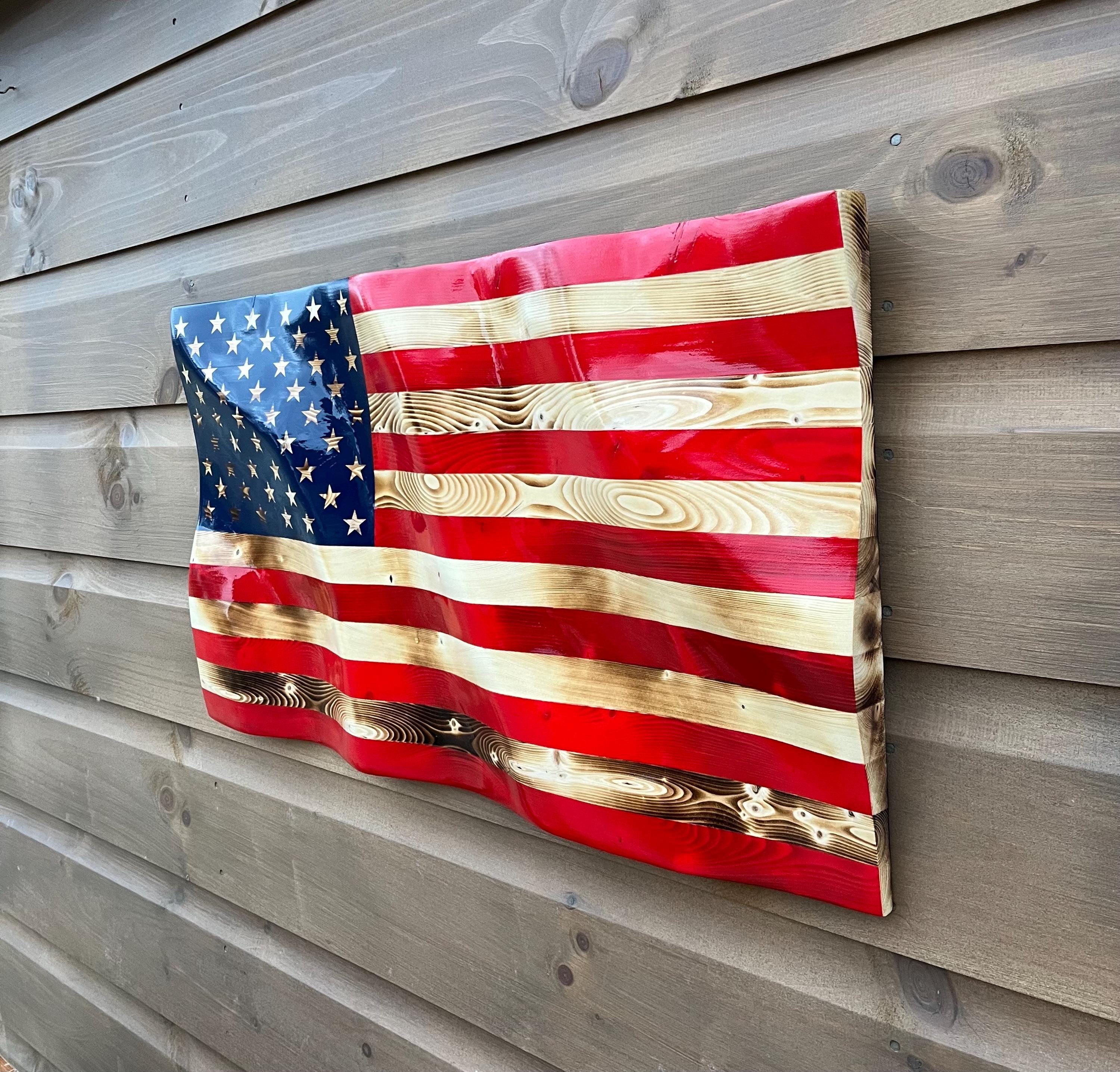 Wavy US Flag (solid wood)