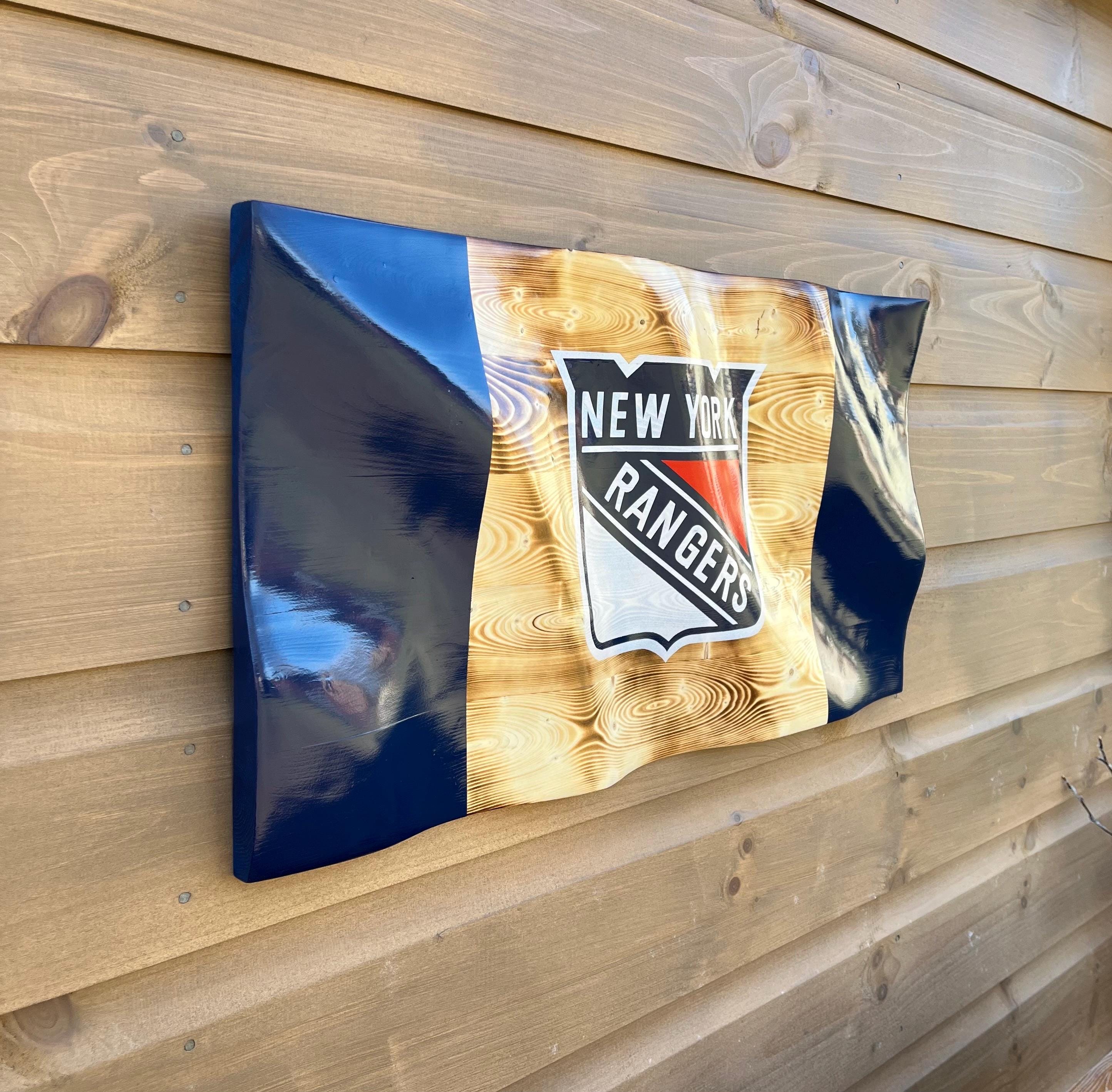 Wavy New York Rangers Flag (solid wood)