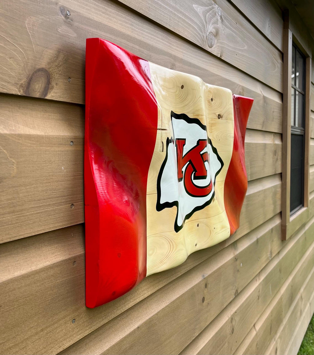 Wavy Kansas City Chiefs Flag (solid wood)