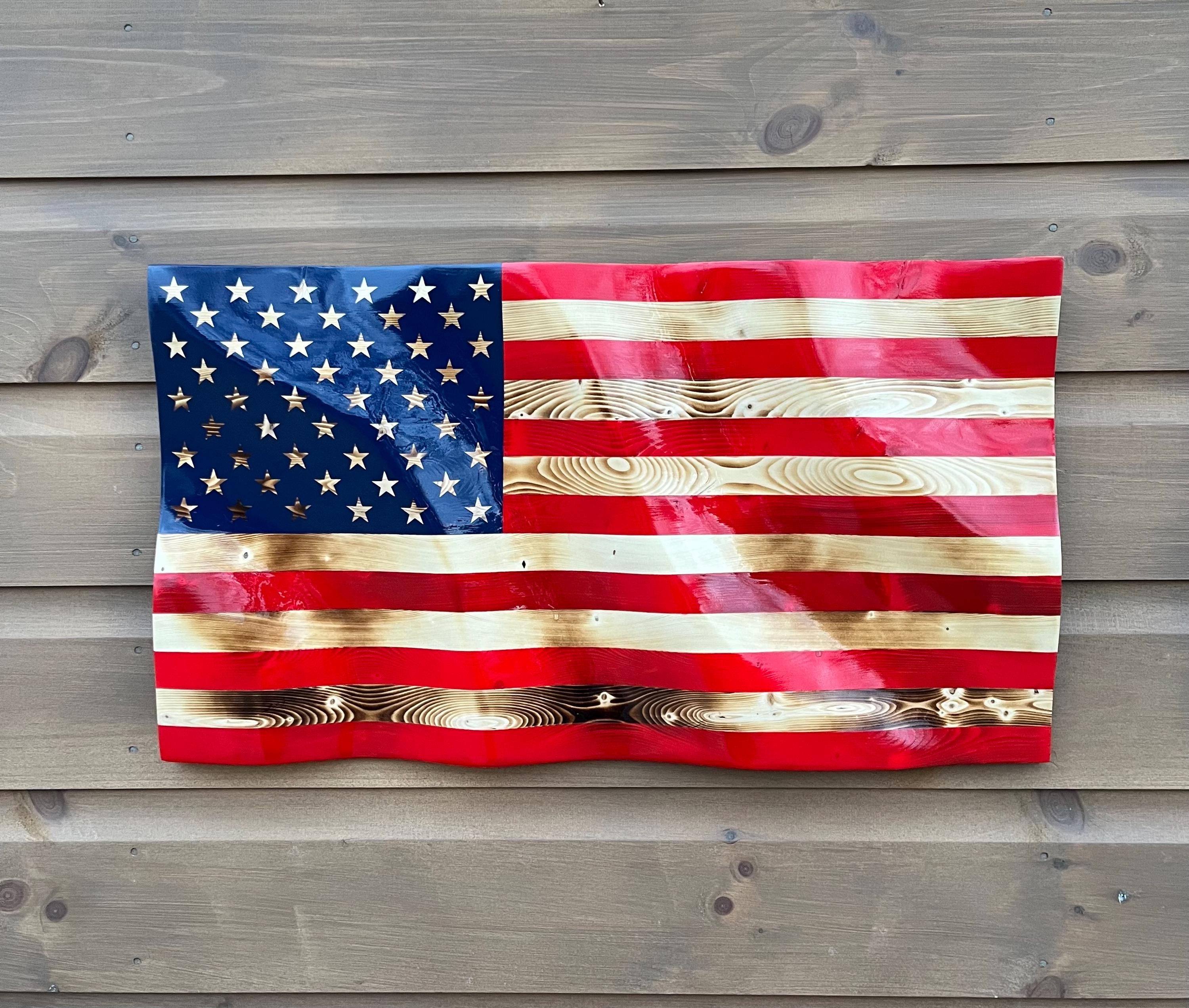Wavy US Flag (solid wood)