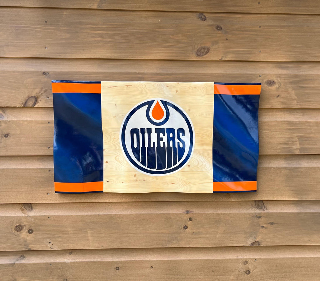 Wavy Edmonton Oilers Flag (solid wood)