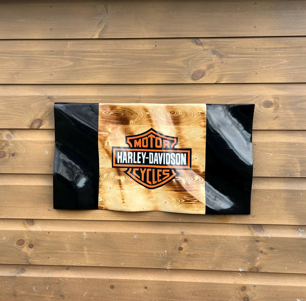 Wavy Harley Davidson Flag (solid wood)