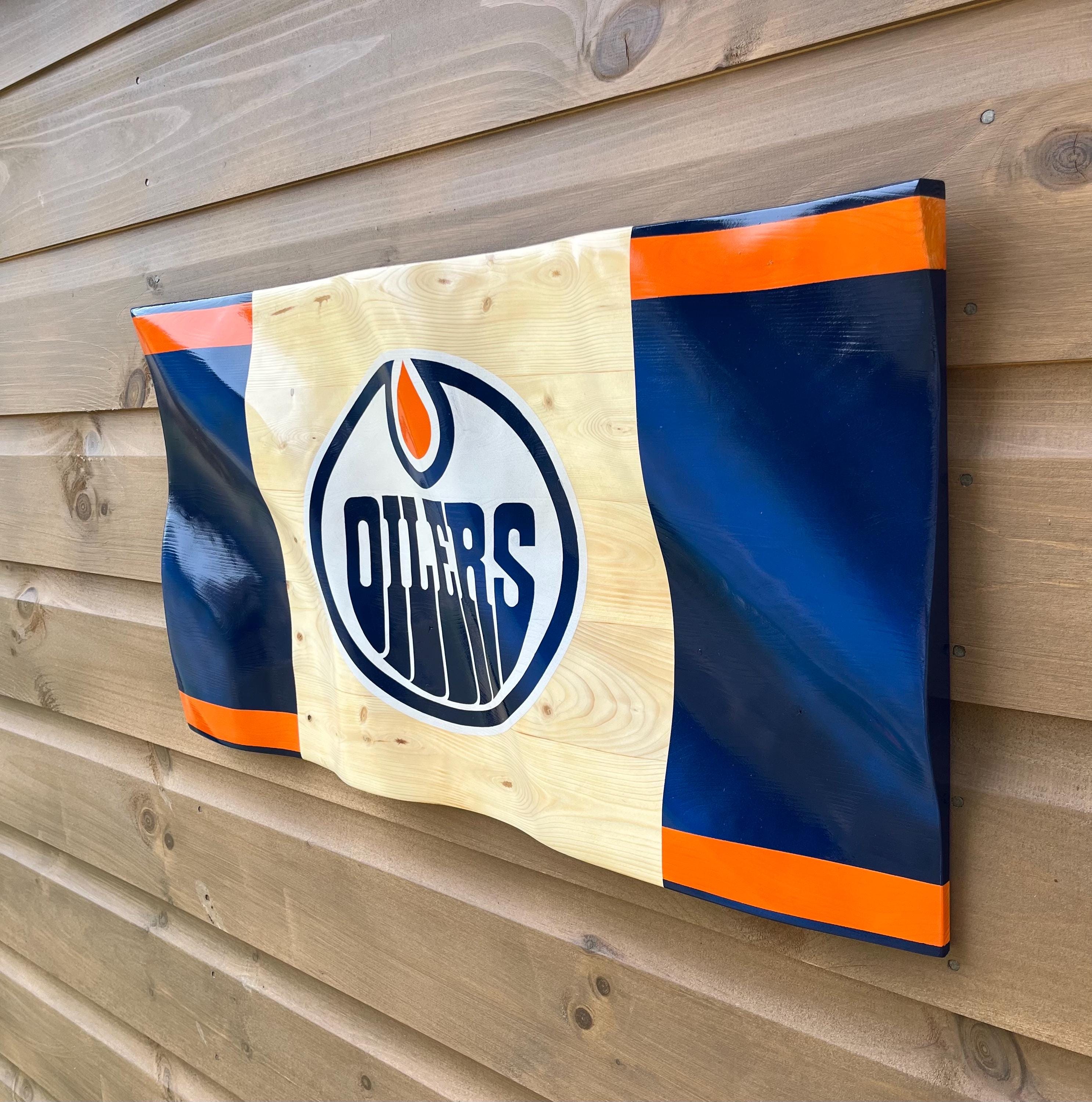 Wavy Edmonton Oilers Flag (solid wood)