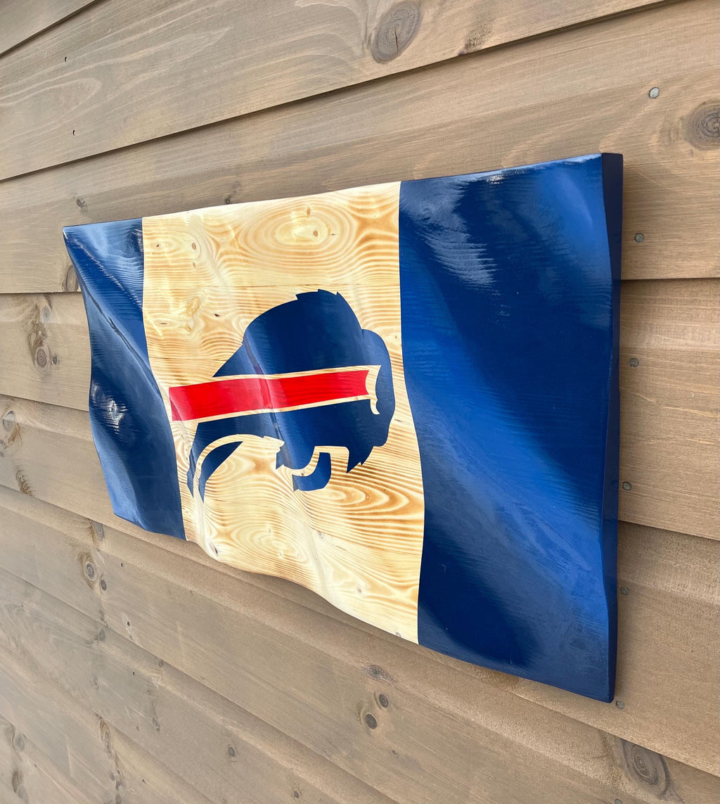 Wavy Buffalo Bills Flag (solid wood)