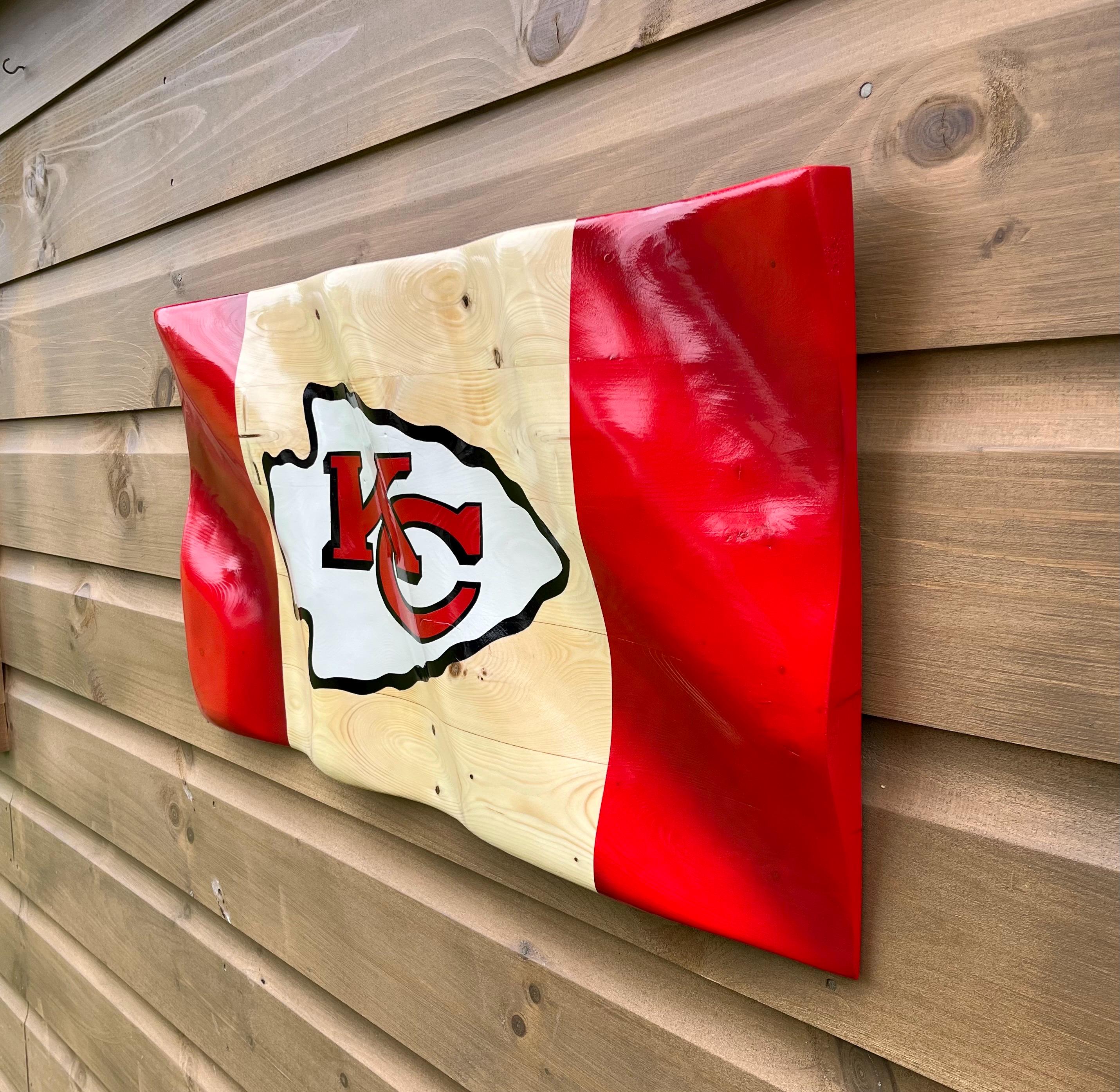 Wavy Kansas City Chiefs Flag (solid wood)