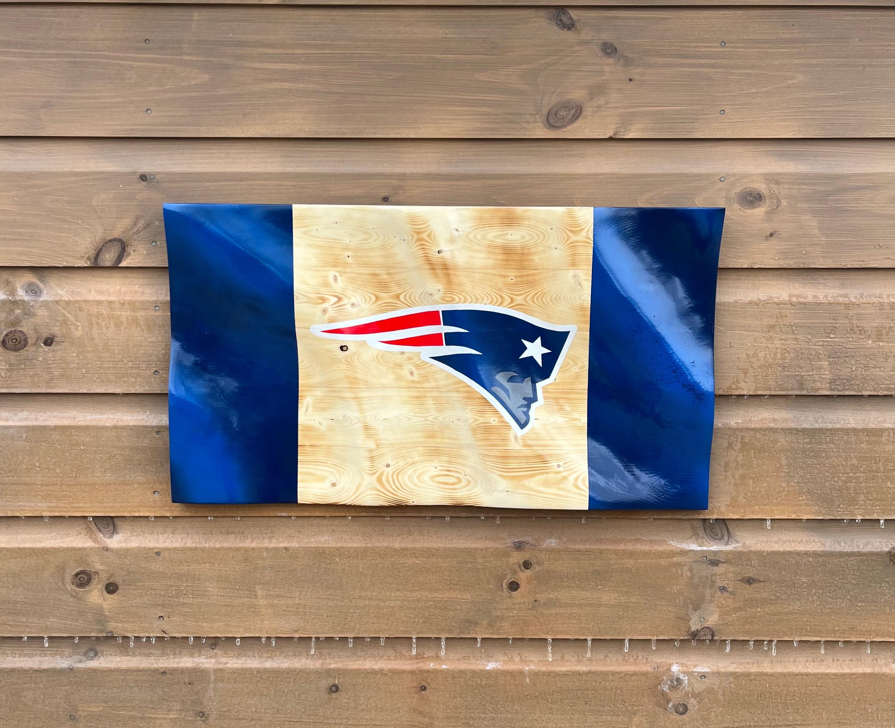 Wavy New England Patriots Flag (solid wood)