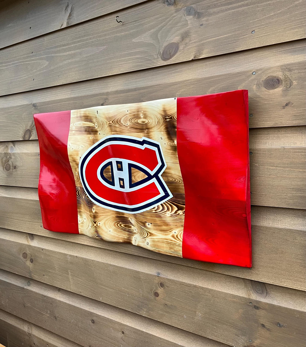 Wavy Montreal Canadiens Flag (solid wood)
