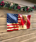 Wavy Canada/US Flag (solid wood)