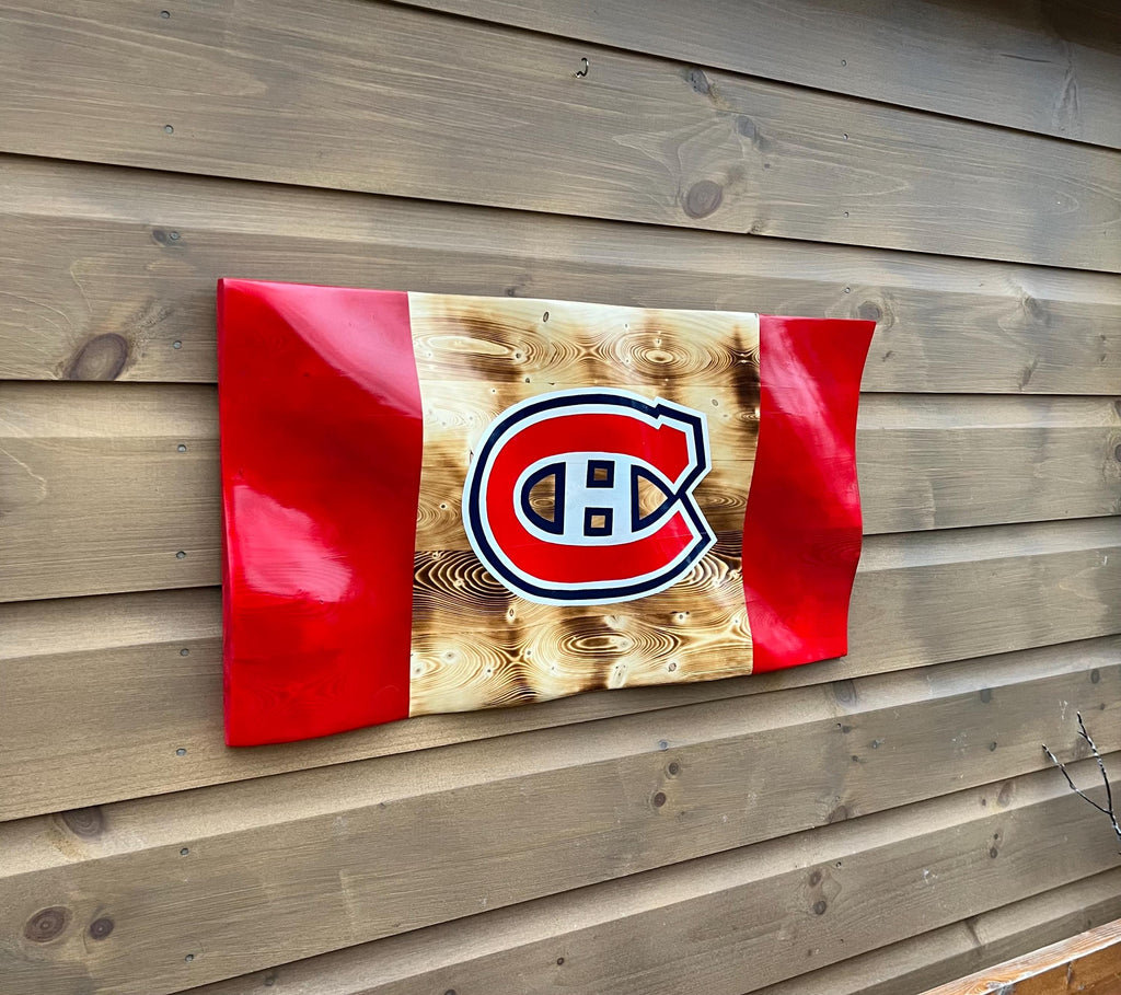Wavy Montreal Canadiens Flag (solid wood)