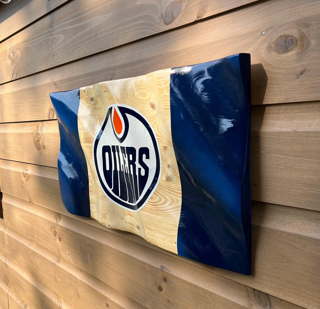 Wavy Edmonton Oilers Flag (solid wood)