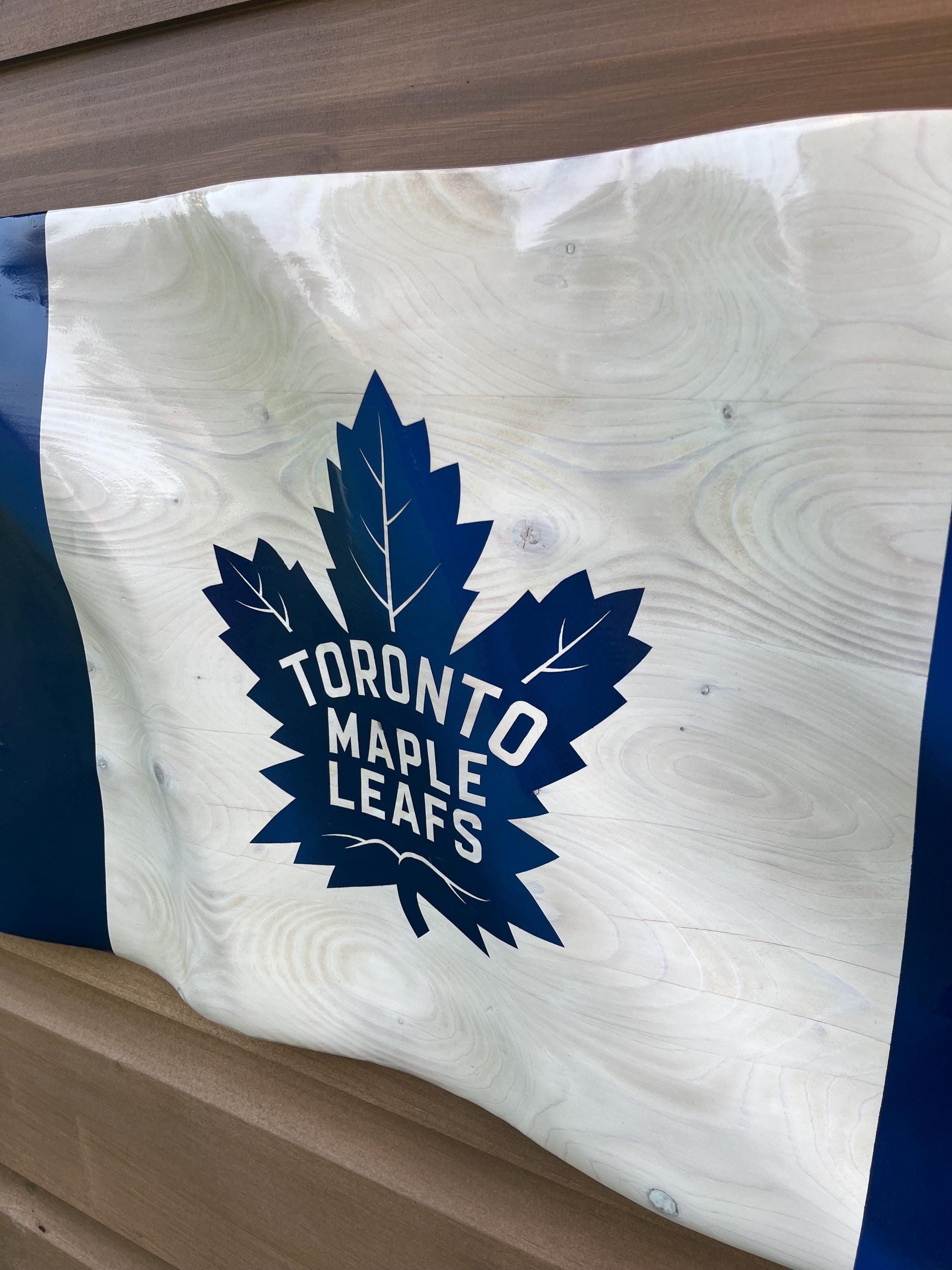 Wavy Toronto Maple Leaf Flag (blue with white stain)