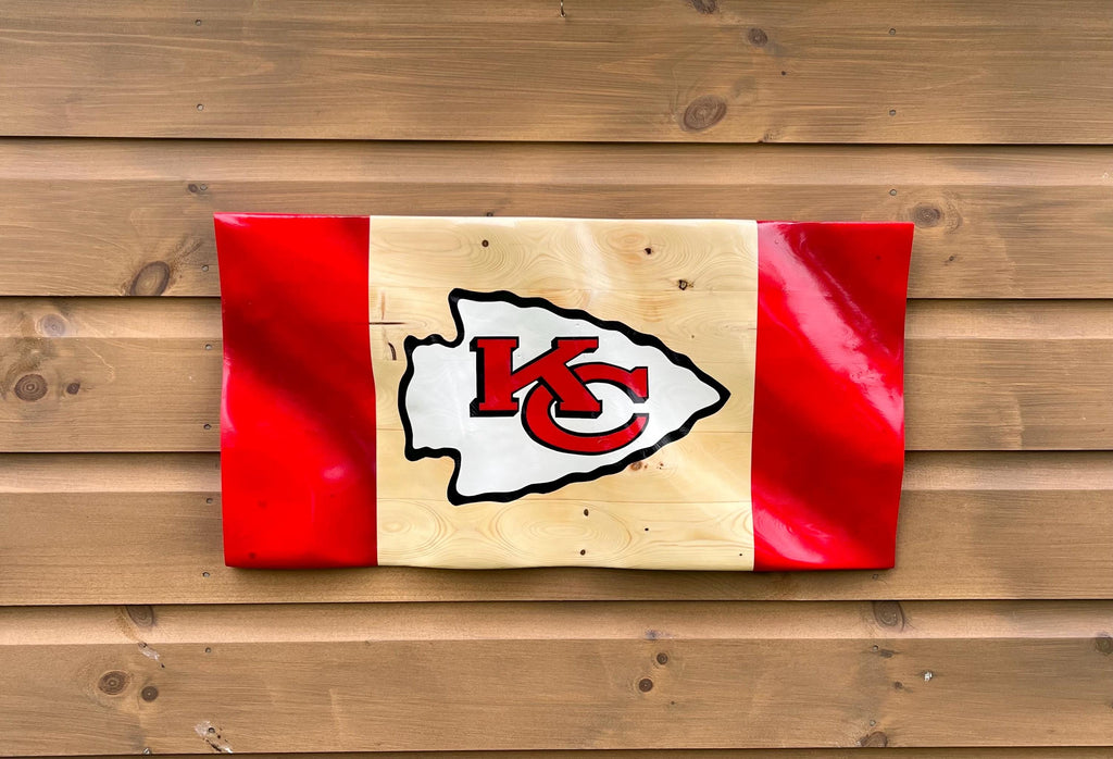 Wavy Kansas City Chiefs Flag (solid wood)